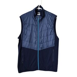ICEBREAKER Ellipse Vest Blue Merino Wool Blend Zip Front Men's L Gorpcore